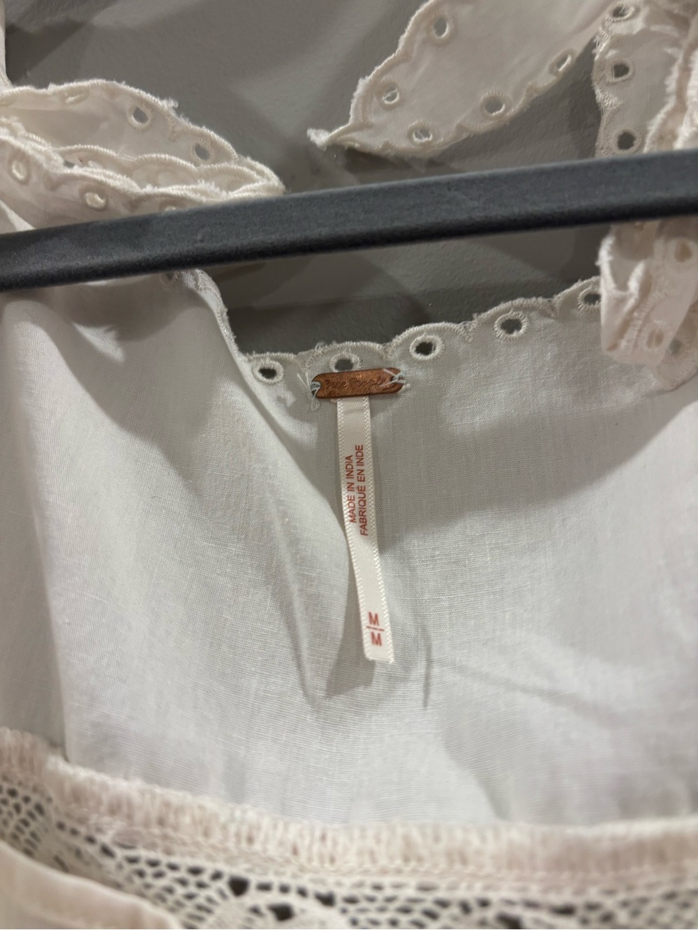 Free People Cream Eyelet Tie-Shoulder Mini Dress - Picture 2 of 3